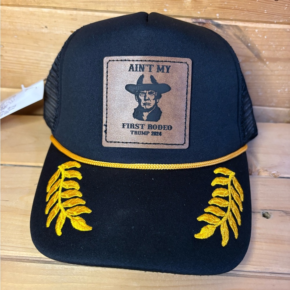 Black and Gold Embroidered Trucker Hat